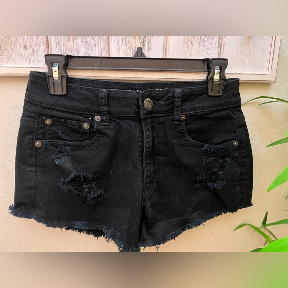 American Eagle Women’s Black Denim Shorts, Size 4